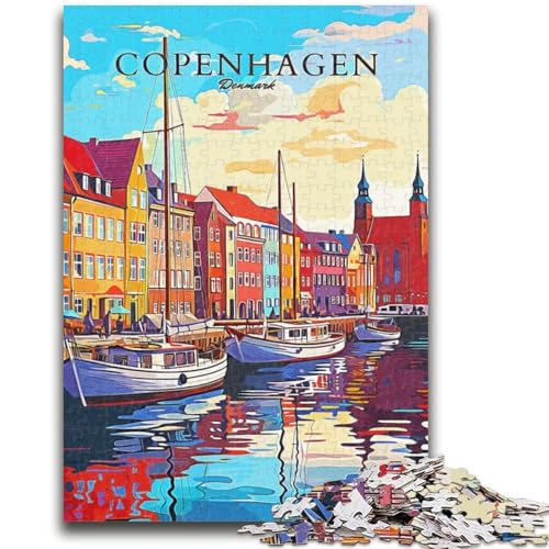 Kopenhagen Dänemark Reisepuzzle 1000 Teile für Erwachsene, Spielzeug, Lernspiele, Stressabbau, Wichtelgeschenke für Kinder ab 14 Jahren, 1000 Teile (50x75cm) von NYANBFKEA
