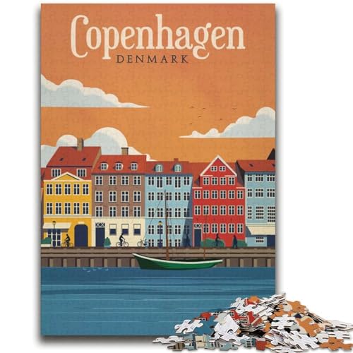 Kopenhagen Puzzle 2000 Teile für Erwachsene, ab 14 Jahren, Denksportaufgaben, Familienspiele, Weihnachts- und Geburtstagsgeschenke, 2000 Teile (70x100cm) von NYANBFKEA