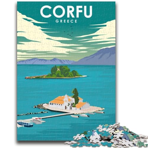 Korfu, Griechenland-Reiseposter, Puzzle für Erwachsene, 1000 Teile, schwierig, lustige Spiele für die ganze Familie, Aktivitäten für zu Hause, Geburtstagsgeschenk, Reisegeschenke, 1000 Teile (50x75cm) von NYANBFKEA