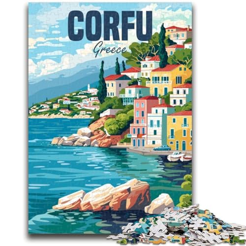 Korfu-Insel-Puzzle für Jugendliche, 1000 Teile, anspruchsvolles Spiel und Familienspiel mit passendem Poster und Quizblatt, 1000 Teile (26x38cm) von NYANBFKEA