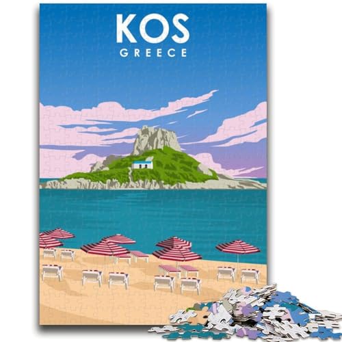 Kos, Griechenland, Strandkunst, 1000-teiliges Puzzle für Teenager, Geschenke, perfekt für Spieleabende, buntes Spielzeug als Geschenk für zu Hause, 1000 Teile (26x38cm) von NYANBFKEA