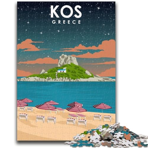 Kos, Griechenland bei Nacht, Puzzle 1000 Teile für Erwachsene und Jugendliche, Stressabbau, Urlaub zu Hause, Zeit totschlagen, Liebe zwischen Paaren stärken, 1000 Teile (50x75cm) von NYANBFKEA