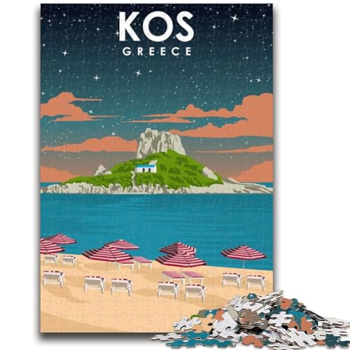 Kos, Griechenland bei Nacht, Puzzle für Teenager, 1000 Puzzleteile, lustige Spiele für die ganze Familie, lustige Aktivitäten zu Hause, Geburtstagsgeschenk, Reisegeschenke, 1000 Teile (26x38cm) von NYANBFKEA