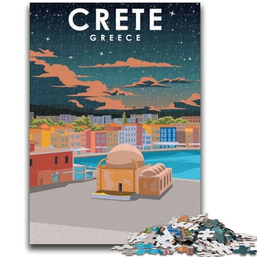 Kreta, Griechenland, Reisekunst, 1000-teiliges Puzzle für Teenager, Geschenke, perfekt für Spieleabende, buntes Spielzeug als Geschenk für zu Hause, 1000 Teile (26x38cm) von NYANBFKEA