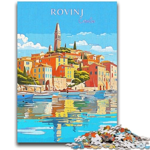 Kroatien Rovinj Reise-Puzzles für Teenager, Spielzeug, Lernspiele, Stressabbau, Wunschliste mit Weihnachtsmann, 1000 Teile (50x75cm) von NYANBFKEA