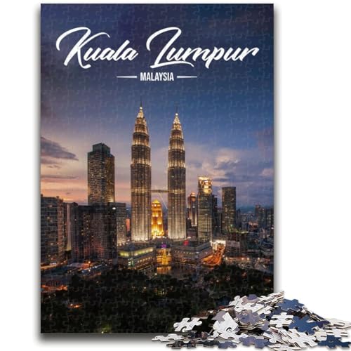 Kuala Lumpur 1000-teiliges Puzzle für Erwachsene, Geschenke für Lernspiele, Herausforderungsspielzeug, Geburtstagsgeschenk, Geschenke, Wandkunst, 1000 Teile (26x38cm) von NYANBFKEA