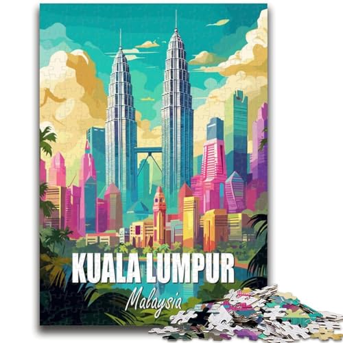 Kuala Lumpur Malaysia Puzzle 1000 Teile für Teenager-Geschenke, perfekt für Spieleabende, buntes Spielzeug als Geschenk für zu Hause, 1000 Teile (26x38cm) von NYANBFKEA