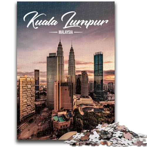 Kuala Lumpur-Puzzle für Teenager, 1000 Teile, anspruchsvolles Spiel und Familienspiel mit passendem Poster und Quizblatt, 1000 Teile (26x38cm) von NYANBFKEA