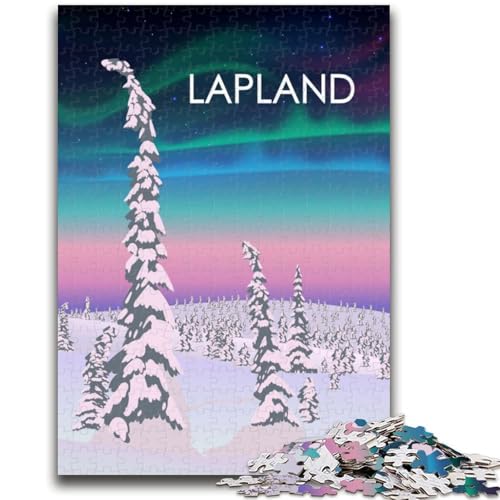 Lappland-Reiseposter, 1000-teiliges Puzzle für Erwachsene, Lernspiele, DIY-Spielzeug mit passendem Poster und Quizblatt, für Kinder ab 14 Jahren, 1000 Teile (26x38cm) von NYANBFKEA