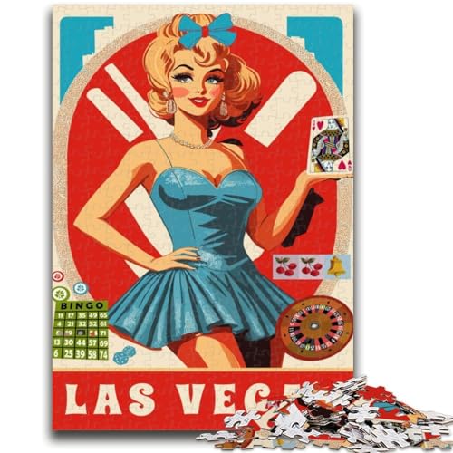 Las Vegas Blonde Puzzle für Teenager, Spielzeug, Lernspiele, Stressabbau, Wunschliste mit Weihnachtsmann, 1000 Teile (26x38cm) von NYANBFKEA