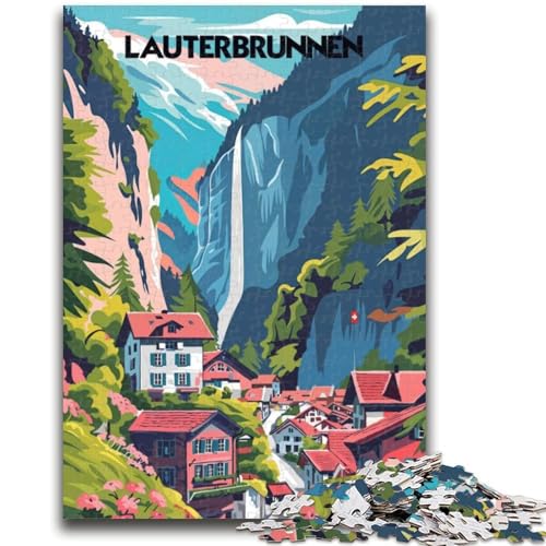 Lauterbrunnen Beauty 1000-teiliges Puzzle für Teenager, Geschenke, pädagogisches Spielzeug zum Stressabbau, ganze Familie, 1000 Teile (26x38cm) von NYANBFKEA