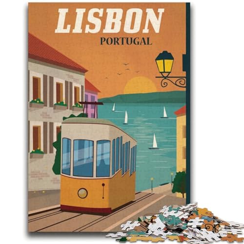 Lissabon-Puzzle für Teenager, 2000 Teile, Lernspielzeug, Familienspiele mit passendem Poster und Quizblatt, 2000 Teile (70x100cm) von NYANBFKEA