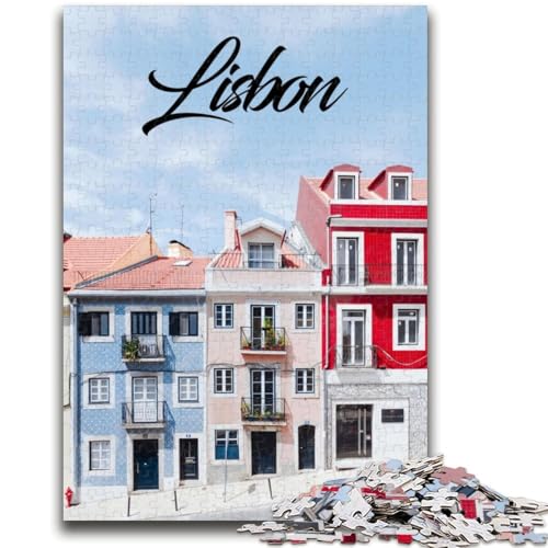 Lissabon-Puzzles für Erwachsene und Jugendliche, 1000-teiliges Puzzle, Lernspiele, DIY-Spielzeug mit passendem Poster und Quizblatt, für Kinder ab 14 Jahren, 1000 Teile (50x75cm) von NYANBFKEA