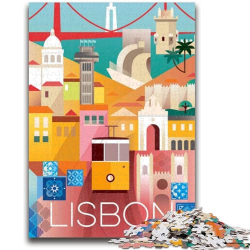 Lissabon-Stadt, Portugal, Kunst, 1000-teiliges Puzzle für Erwachsene, Geschenke für Lernspiele, Herausforderungsspielzeug, Geburtstagsgeschenk, Geschenke, Wandkunst, 1000 Teile (26x38cm) von NYANBFKEA