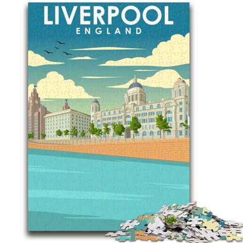 Liverpool England Art 1000-teiliges Puzzle für Erwachsene und Jugendliche, Spielzeug, Lernspiele, Stressabbau, Wichtelgeschenke für Kinder ab 14 Jahren, 1000 Teile (26x38cm) von NYANBFKEA