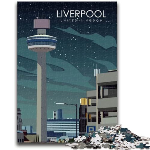 Liverpool-Reiseplakat, Puzzle für Erwachsene, 1000 Teile, anspruchsvolles Spiel und Lernspiel für die ganze Familie zum Geburtstag, Weihnachten, 1000 Teile (26x38cm) von NYANBFKEA
