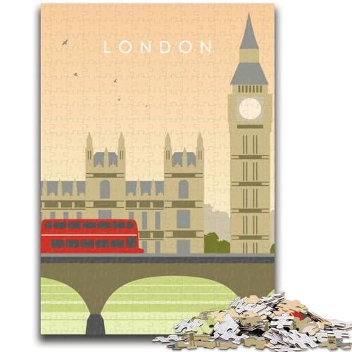 London 1000-teiliges Puzzle für Erwachsene, Lernspiele, DIY-Spielzeug mit passendem Poster und Quizblatt für Kinder ab 14 Jahren, 1000 Teile (26x38cm) von NYANBFKEA