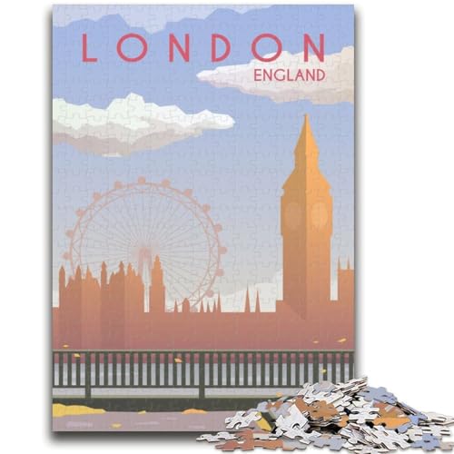 London 1000-teiliges Puzzle für Teenager, Geschenke, Familienspiel zum Stressabbau, schwierige Herausforderung, tolle Geschenke und Spielzeuge, 1000 Teile (26x38cm) von NYANBFKEA