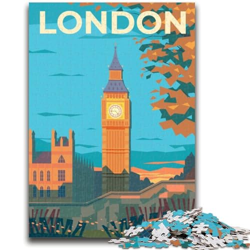 London 1000-teiliges Puzzle für Teenager, Geschenke, perfekt für Spieleabende, buntes Spielzeug für Zuhause, 1000 Teile (50x75cm) von NYANBFKEA