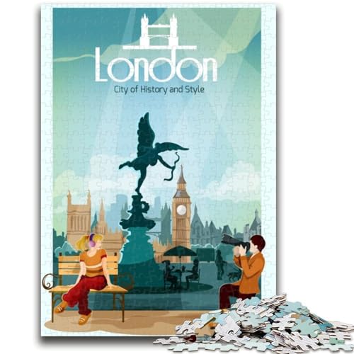 London City Reisegeschichte 1000 Teile Puzzle für Erwachsene und Jugendliche, Spielzeug, Lernspiele, Stressabbau, Wichtelgeschenke für Kinder ab 14 Jahren, 1000 Teile (26x38cm) von NYANBFKEA