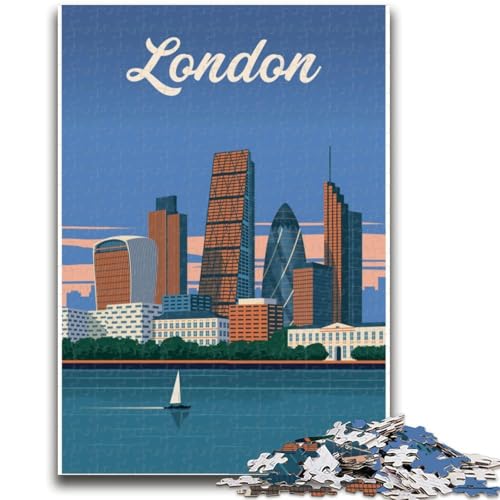 London City Travel 1000-teiliges Puzzle für Erwachsene, Geschenke für Lernspiele, Herausforderungsspielzeug, Geburtstagsgeschenk, Geschenke, Wandkunst, 1000 Teile (50x75cm) von NYANBFKEA