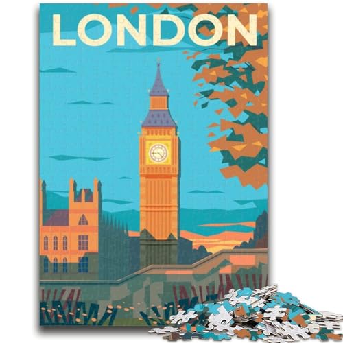 London-Puzzles für Teenager, Spielzeug, Lernspiele, Stressabbau, Wunschliste mit Weihnachtsmann, 1000 Teile (26x38cm) von NYANBFKEA