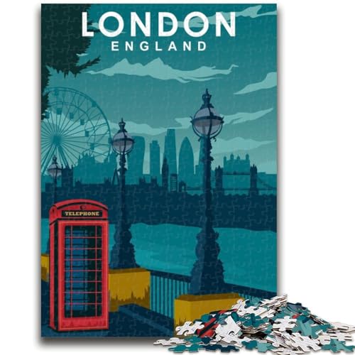 London-Reiseposter-Puzzle für Teenager, 1000 Teile, Familienaktivität mit passendem Poster und Quizblatt, für Kinder ab 14 Jahren, 1000 Teile (26x38cm) von NYANBFKEA