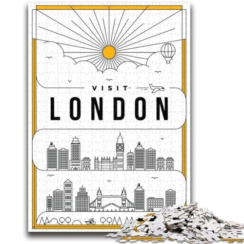 London UK Puzzle 1000 Teile für Teenager, ab 14 Jahren, Heimkunstdekor, Familienspiele, Weihnachts- und Geburtstagsgeschenke, 1000 Teile (26x38cm) von NYANBFKEA