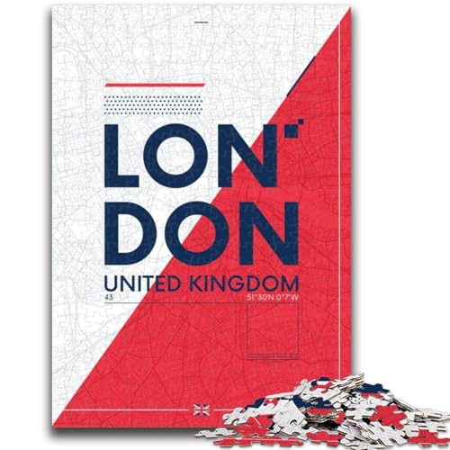 London UK Puzzle 1000 Teile für Teenager, ab 14 Jahren, Heimkunstdekor, Familienspiele, Weihnachts- und Geburtstagsgeschenke, 1000 Teile (26x38cm) von NYANBFKEA