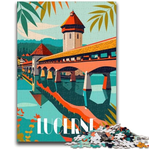 Lucerne Reflections Puzzle für Teenager, 1000 Teile, Familienaktivität mit passendem Poster und Quizblatt für Kinder ab 14 Jahren, 1000 Teile (50x75cm) von NYANBFKEA