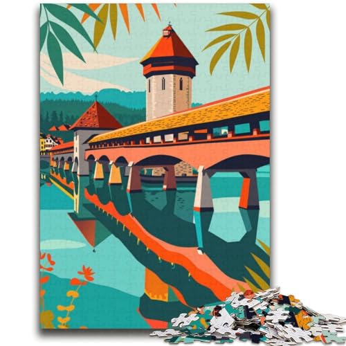 Luzern-Reiseplakat, 2000-teiliges Puzzle für Erwachsene, Geschenke für Lernspiele, Herausforderungsspielzeug, Geburtstagsgeschenk, Geschenke, Wandkunst, 2000 Stück (70x100cm) von NYANBFKEA