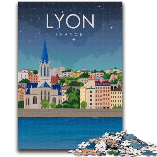 Lyon, Frankreich, Reisekunst-Puzzle für Teenager, Spielzeug, Lernspiele, Stressabbau, Wunschliste mit Weihnachtsmann, 1000 Teile (50x75cm) von NYANBFKEA