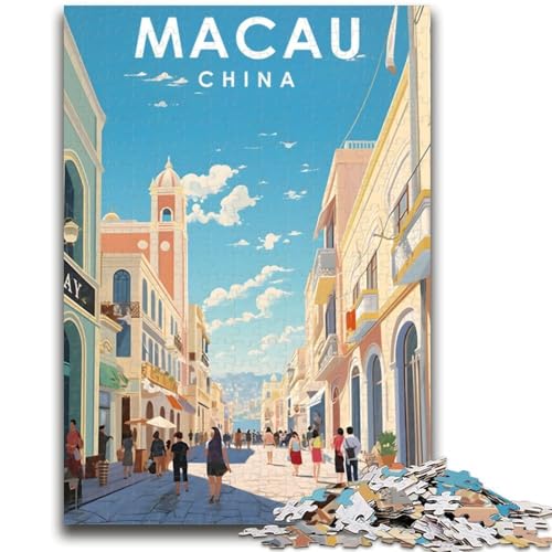 Macau China Reisepuzzle für Erwachsene 1000 Teile, Spielzeug, Lernspiele, Stressabbau, Wichtelgeschenke für Kinder ab 14 Jahren, 1000 Teile (50x75cm) von NYANBFKEA