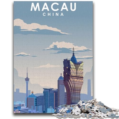 Macau-Reiseposter-Puzzles für Teenager, Spielzeug, Lernspiele, Stressabbau, Wunschliste mit Weihnachtsmann, 1000 Teile (26x38cm) von NYANBFKEA