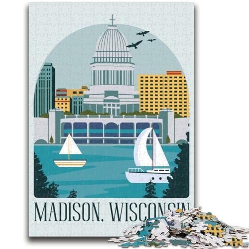 Madison 1000-teiliges Puzzle für Erwachsene und Jugendliche, Spielzeug, Lernspiele, Stressabbau, Wichtelgeschenke für Kinder ab 14 Jahren, 1000 Teile (50x75cm) von NYANBFKEA