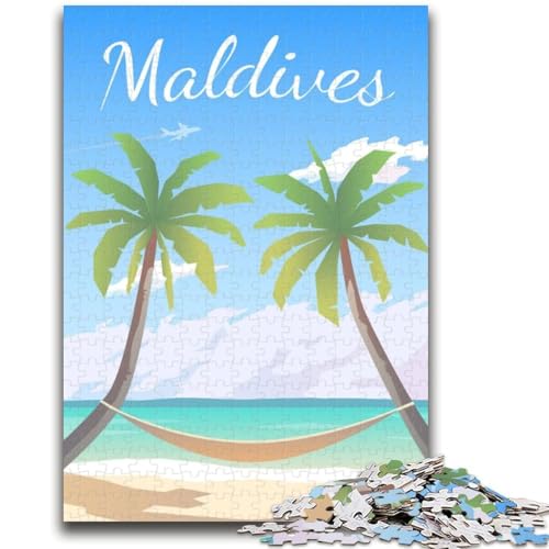 Malediven-Puzzle mit 1000 Teilen für Teenager, Familienaktivität mit passendem Poster und Quizblatt für Kinder ab 14 Jahren, 1000 Teile (26x38cm) von NYANBFKEA