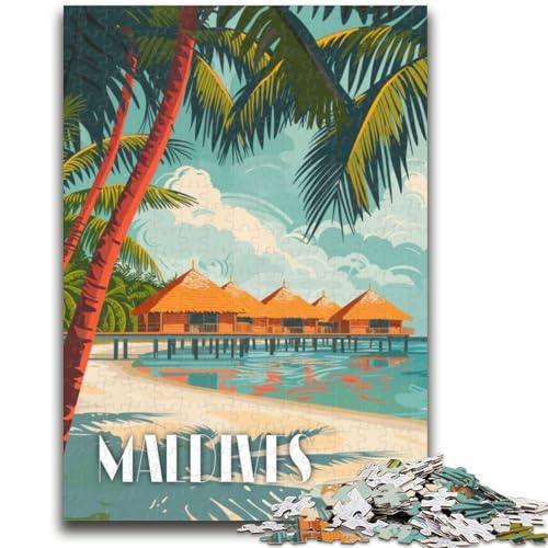 Malediven-Strandglück-Puzzle für Teenager, Spielzeug, Lernspiele, Stressabbau, Wunschliste mit Weihnachtsmann, 1000 Teile (50x75cm) von NYANBFKEA