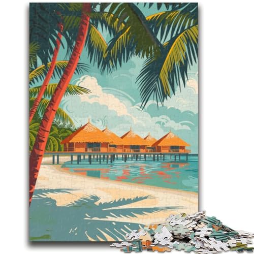 Malediven-Strandresort-Puzzle mit 1000 Teilen, Geschenk für Teenager, perfekt für Spieleabende, buntes Spielzeug als Geschenk für zu Hause, 1000 Teile (50x75cm) von NYANBFKEA