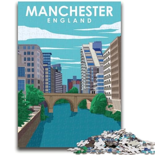 Manchester England Art Puzzle 1000 Teile für Teenager Geschenke, Familienspiel Stressabbau Schwierige Herausforderung Tolle Geschenke und Spielzeuge 1000pcs (50x75cm) von NYANBFKEA