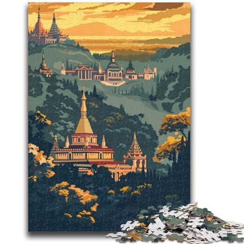 Mandalay-Reiseposter-Puzzle für Teenager, 1000 Teile, Familienaktivität mit passendem Poster und Quizblatt, für Kinder ab 14 Jahren, 1000 Teile (50x75cm) von NYANBFKEA