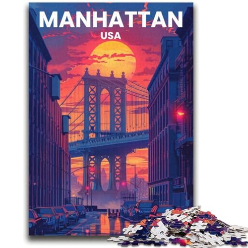 Manhattan-Reiseposter-Puzzle für Teenager, 2000 Teile, anspruchsvolles Spiel und Familienspiel mit passendem Poster und Quizblatt, 2000 Teile (70x100cm) von NYANBFKEA