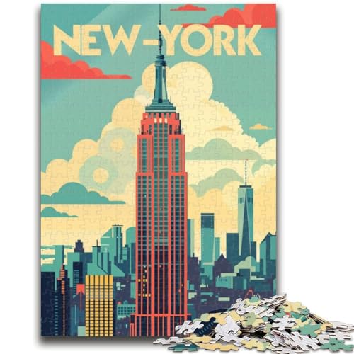 Manhattan Retro-Poster-Puzzle, 1000 Teile, für Teenager ab 14 Jahren, Denksportaufgaben, Familienspiele, Weihnachts- und Geburtstagsgeschenke, 1000 Teile (26x38cm) von NYANBFKEA