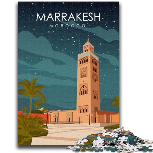 Marrakesch-Reiseposter, 1000-teiliges Puzzle für Teenager, Geschenke, perfekt für Spieleabende, buntes Spielzeug als Geschenk für zu Hause, 1000 Teile (26x38cm) von NYANBFKEA