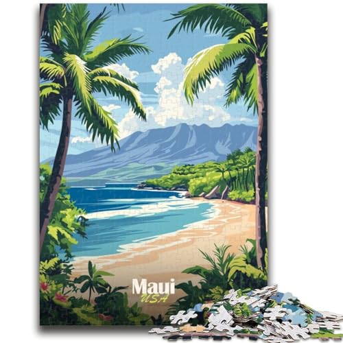 Maui Beach Poster Puzzles für Teenager, Spielzeug, Lernspiele, Stressabbau, Wunschliste mit Weihnachtsmann, 1000 Teile (26x38cm) von NYANBFKEA