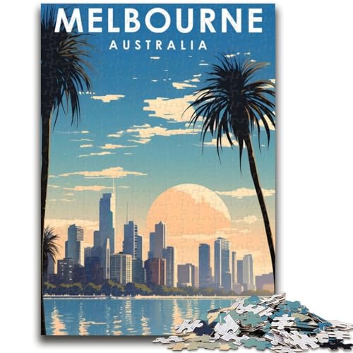 Melbourne Australien Reise-Puzzles für Teenager, Spielzeug, Lernspiele, Stressabbau, Wunschliste mit Weihnachtsmann, 1000 Teile (50x75cm) von NYANBFKEA