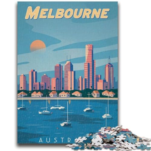 Melbourne-Puzzle für Teenager, 1000 Teile, anspruchsvolles Spiel und Familienspiel mit passendem Poster und Quizblatt, 1000 Teile (26x38cm) von NYANBFKEA