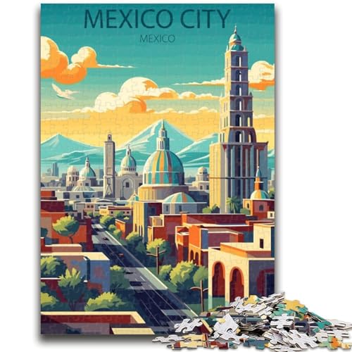 Mexiko-Stadt-Puzzle mit 1000 Teilen für Erwachsene, Lernspiele, DIY-Spielzeug mit passendem Poster und Quizblatt für Kinder ab 14 Jahren, 1000 Teile (26x38cm) von NYANBFKEA
