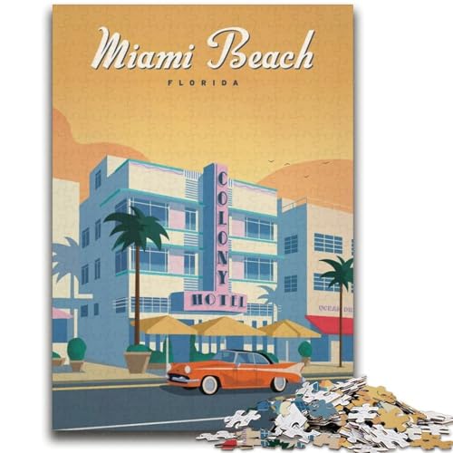Miami Beach Puzzle 2000 Teile für Erwachsene, Spielzeug, Lernspiele, Stressabbau, Wichtelgeschenke für Kinder ab 14 Jahren, 2000 Teile (70x100cm) von NYANBFKEA