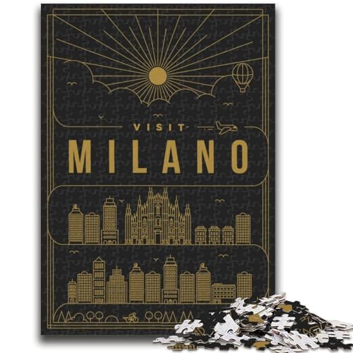 Milano Italy 1000-teiliges Puzzle für Teenager, Geschenke, Familienspiel, Stressabbau, schwierige Herausforderung, tolle Geschenke und Spielzeuge, 1000 Teile (50x75cm) von NYANBFKEA