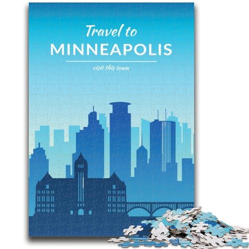 Minneapolis-Puzzle für Teenager, 1000 Teile, anspruchsvolles Spiel und Familienspiel mit passendem Poster und Quizblatt, 1000 Teile (50x75cm) von NYANBFKEA